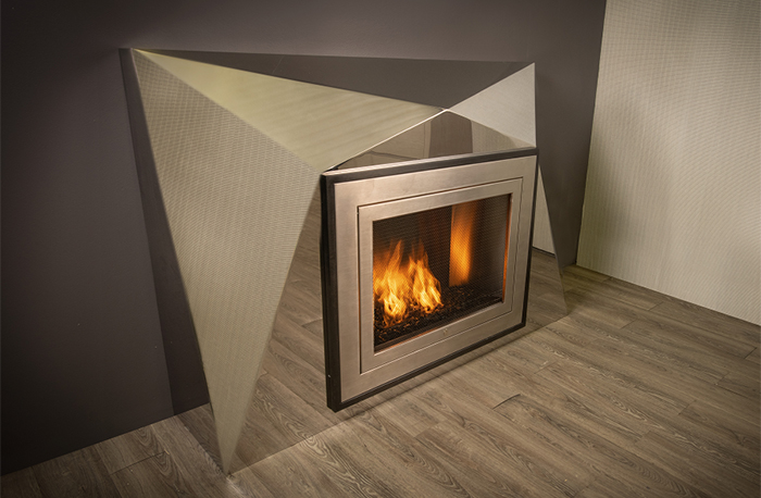 HearthCabinet Ventless Faceted Fireplace
