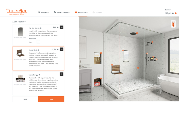 ThermaSol Steam and Smart Shower Configurator