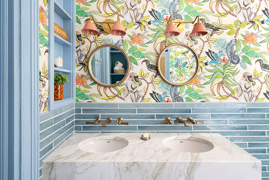 Clean Colorful bathroom