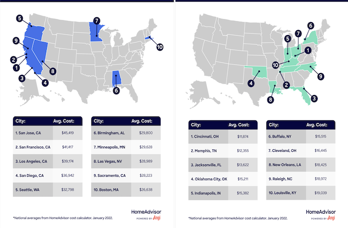 kitchen remodeling costs map