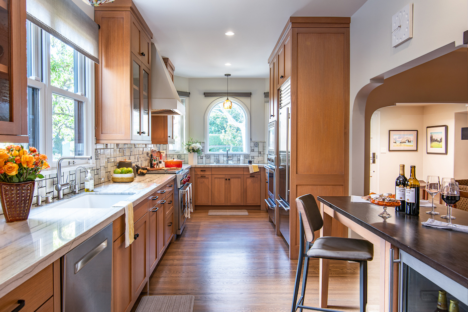 earth-friendly kitchen with arched window