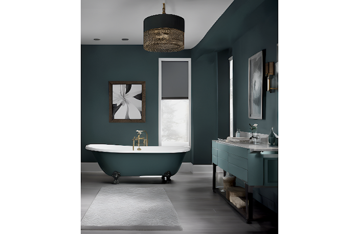 monochrome color painted bathroom