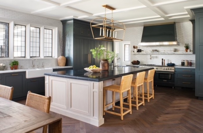transitional kitchen with island