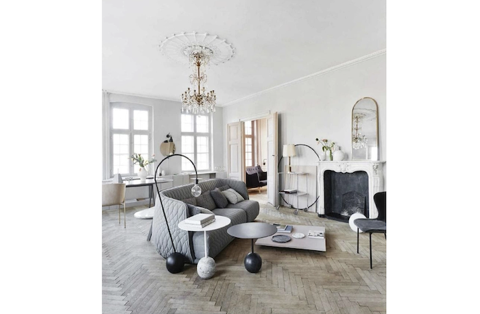 living room with architectural salvage