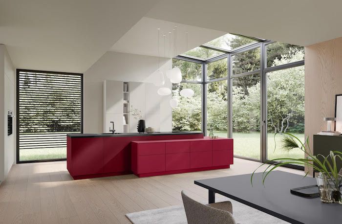 magenta kitchen cabinets