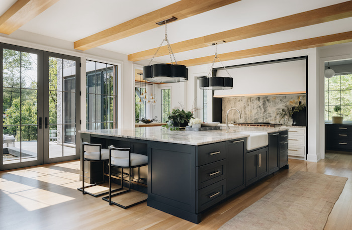beamed modern kitchen