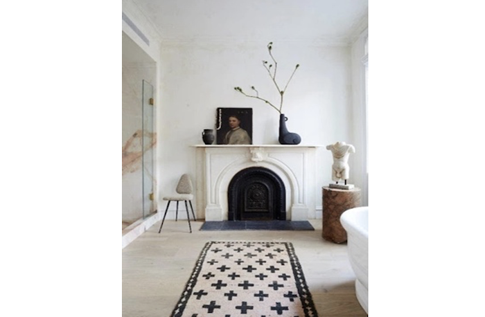 bathroom with fireplace