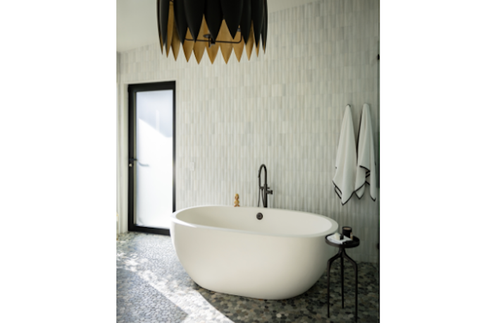 pirch textured tile in bath