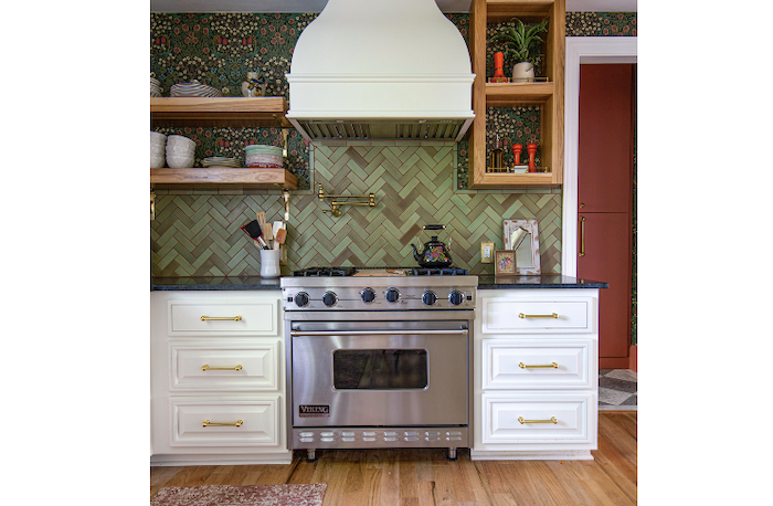green tile backsplash
