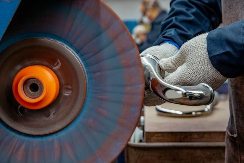 california faucet being polished