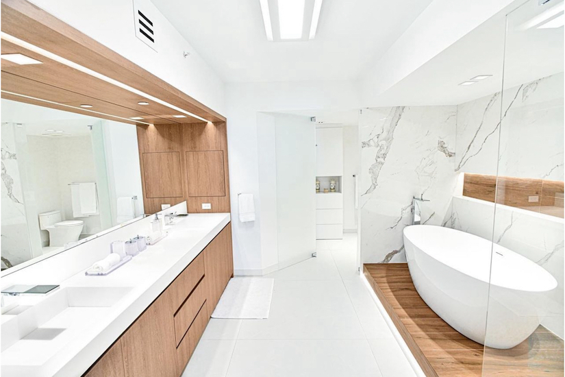 contemporary primary spa bathroom
