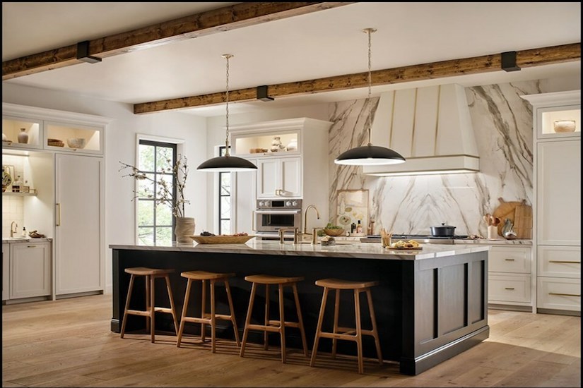 kichler ;lighting Delarosa pendant over kitchen island