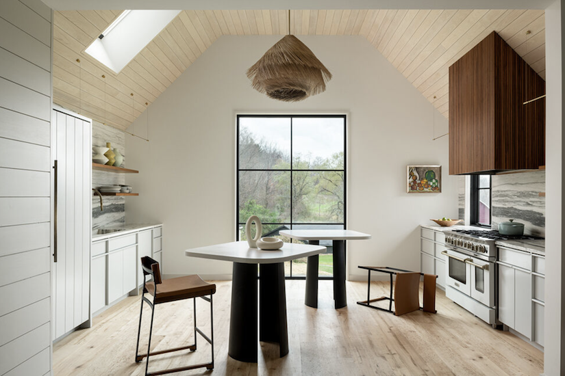 spare modern kitchen with large window