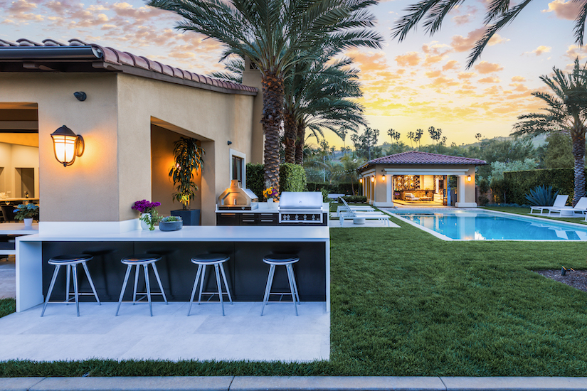 outdoor kitchen with pool