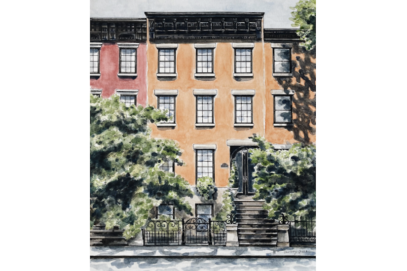 Brooklyn heights designer showhouse watercolor illustration