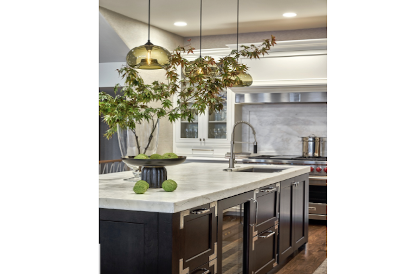 walnut kitchen island with custom hardware