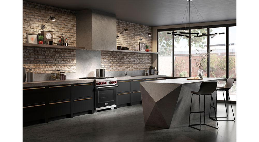 Wolf range door in black.