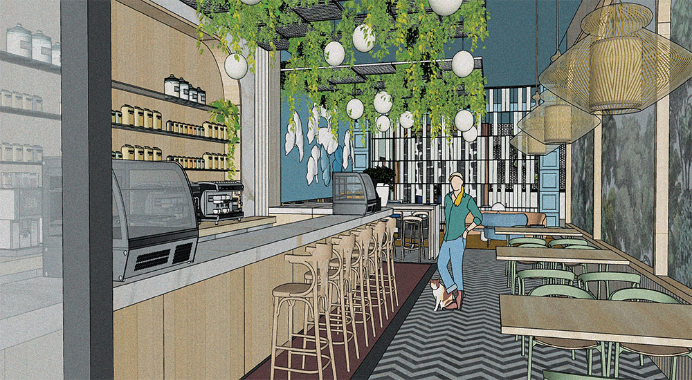 rendering of cafe for dunn-edwards