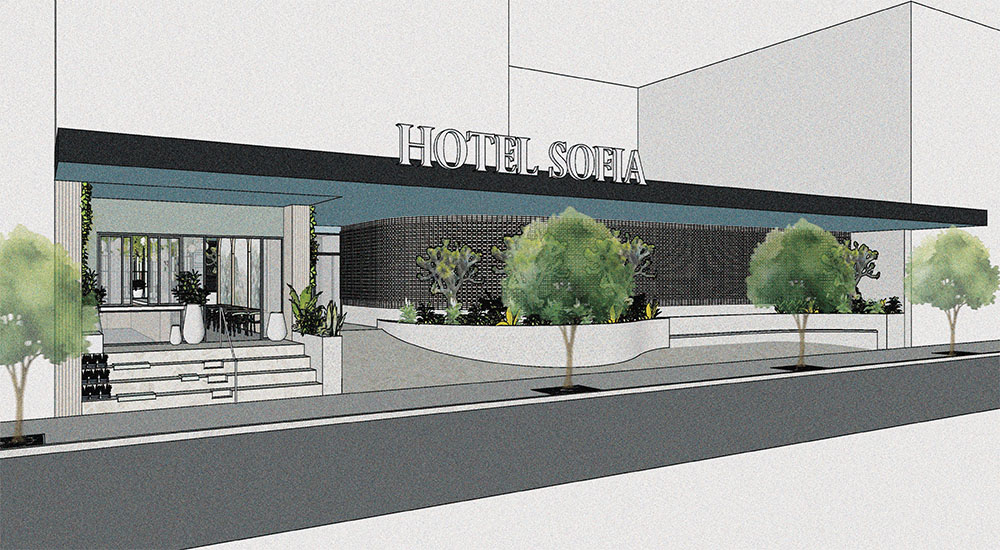 exterior hotel rendering dunn Edwards