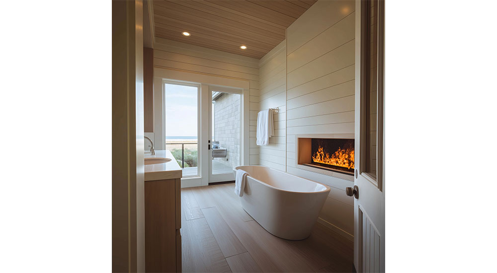 fireplace in bathroom