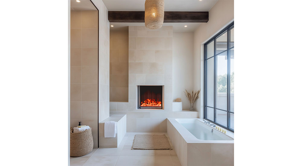 bathroom with fireplace