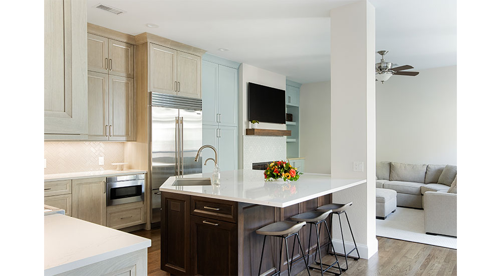 eco-friendly kitchen with island and pillar