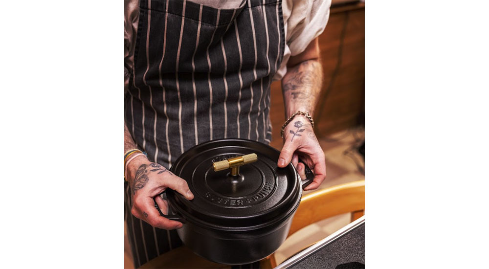 Staub cookware with Buster + Punch handle.