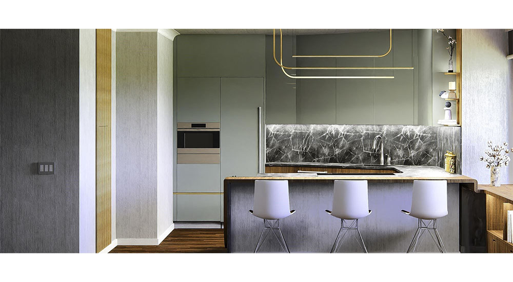 soft green modern kitchen