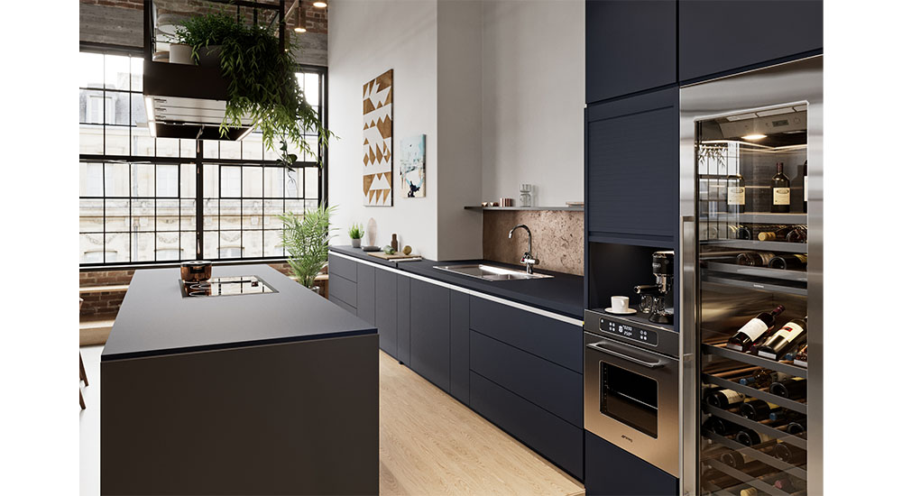 dark blue kitchen cabinets