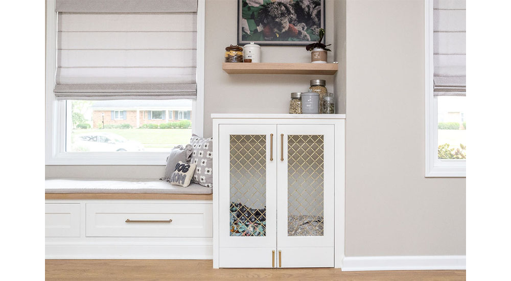 dog shelter in kitchen cabinet