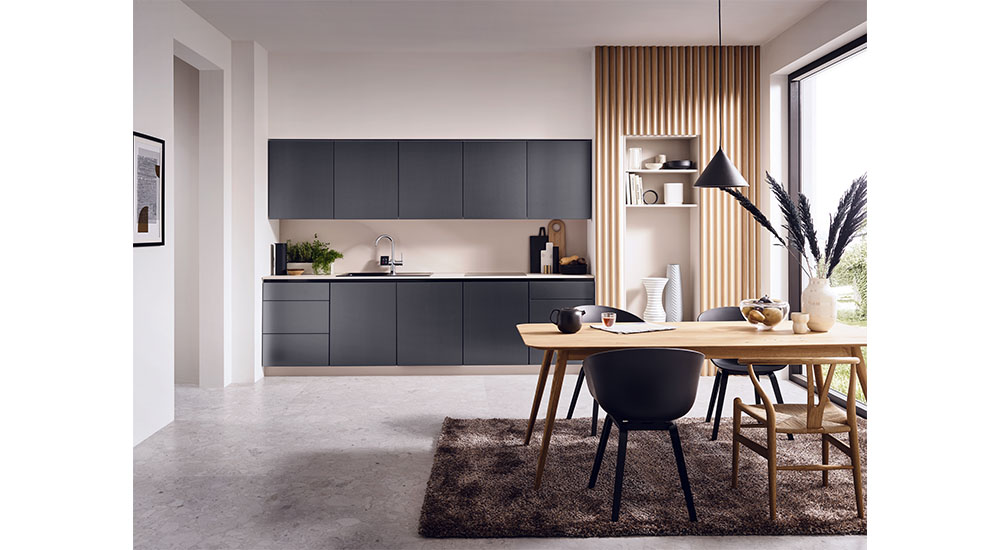 metallic blue kitchen cabinets