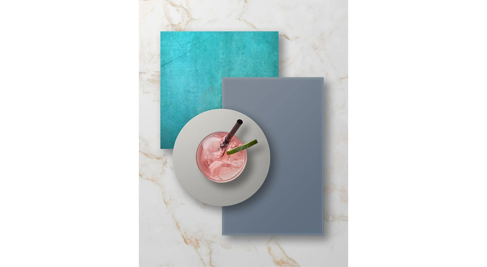 turquoise blue cabinet panels