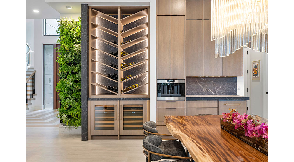 wine storage and indoor herb garden wall