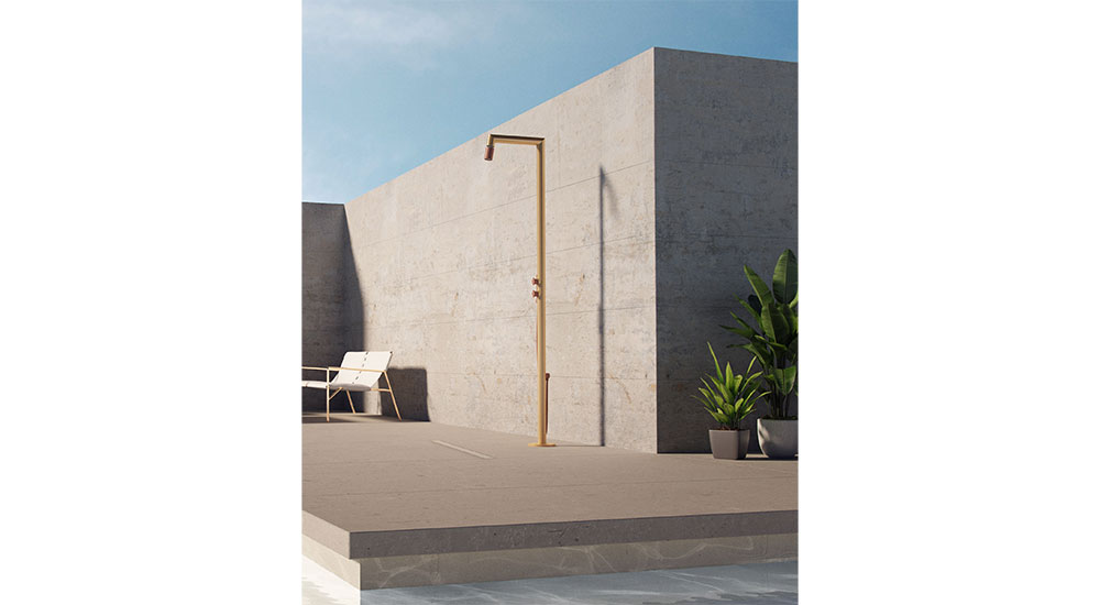 The freestanding Shiva is made of stainless steel and can be customized in a variety of finishes.