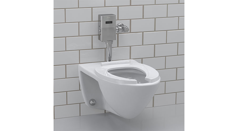 • ECOPOWER Exposed Flush Valve on a TOTO Commercial Toilet