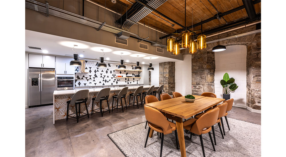 communal kitchen in converted mill