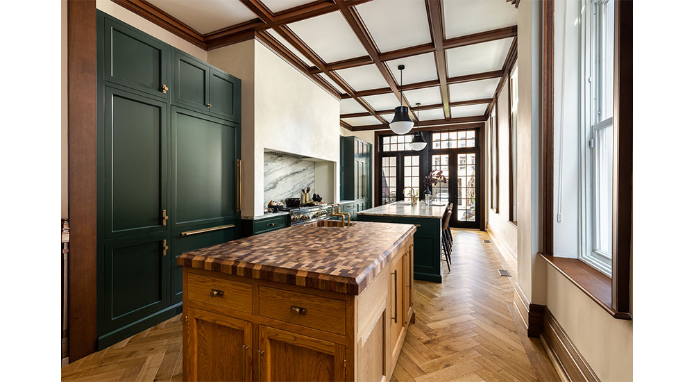 inlaid wood kitchen island countertop