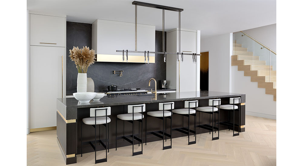 2025 kitchen trends modern black and white kitchen with island