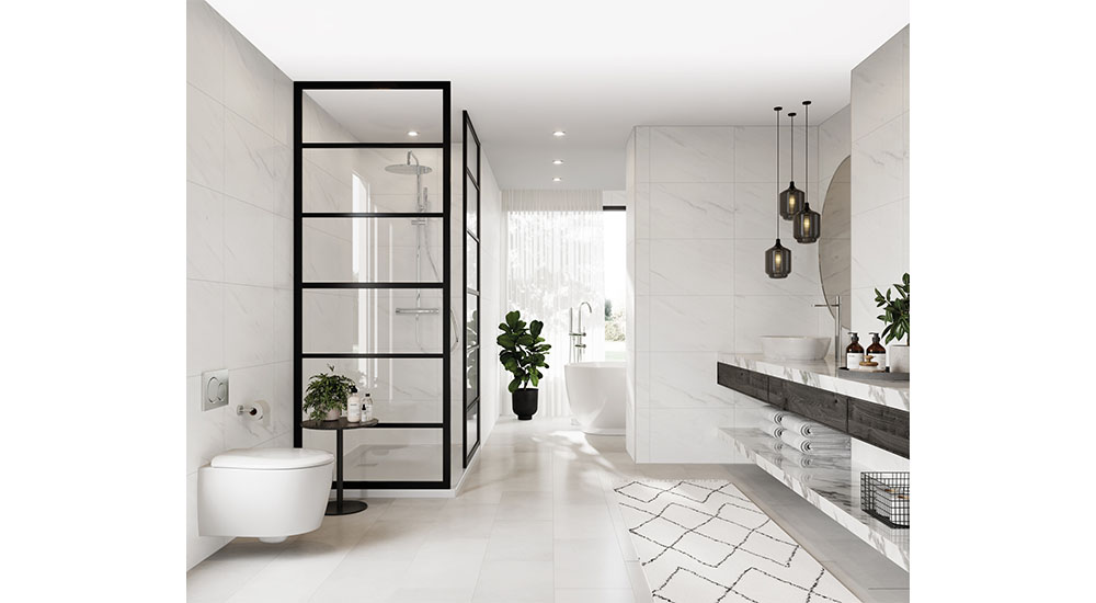 grant Westfield tile collection panels in bathroom kbis 2025