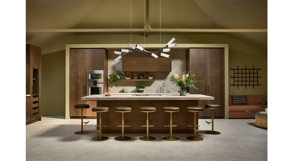 Cameron design lighting fixture over kitchen island