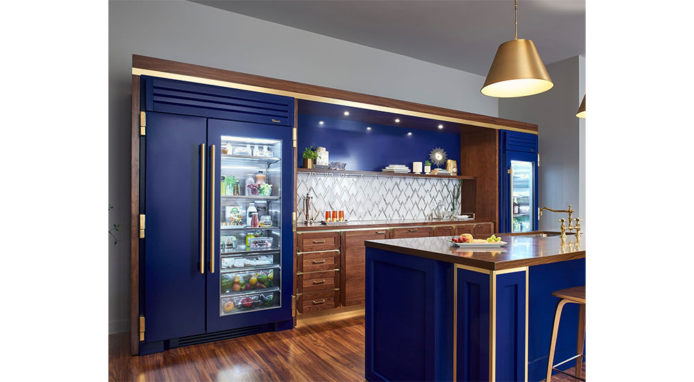 true residential blue refrigerator