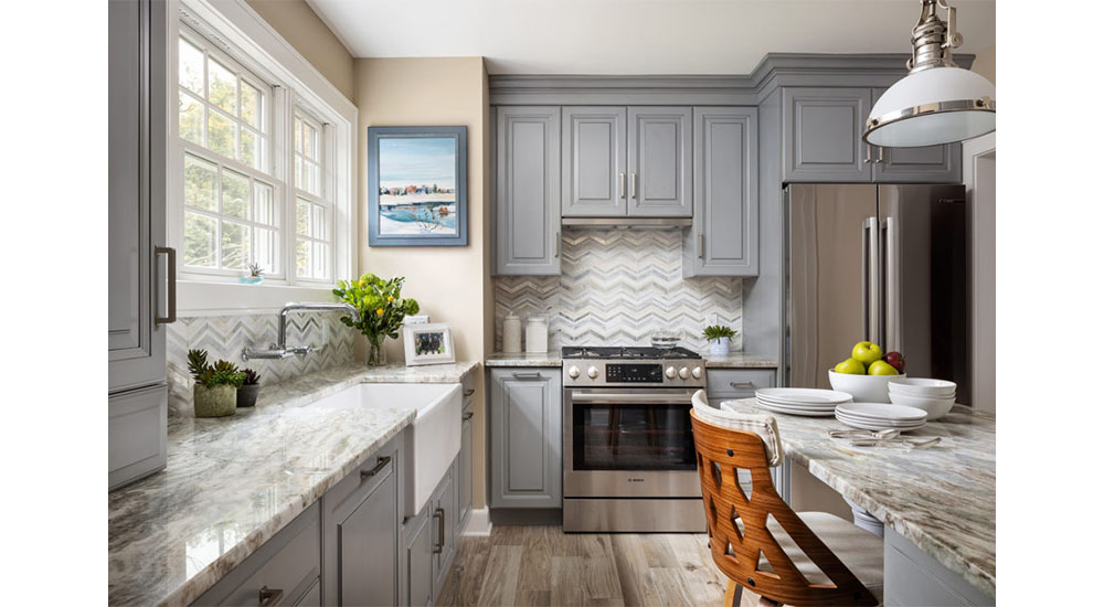 small kitchen with picture window adding daylight