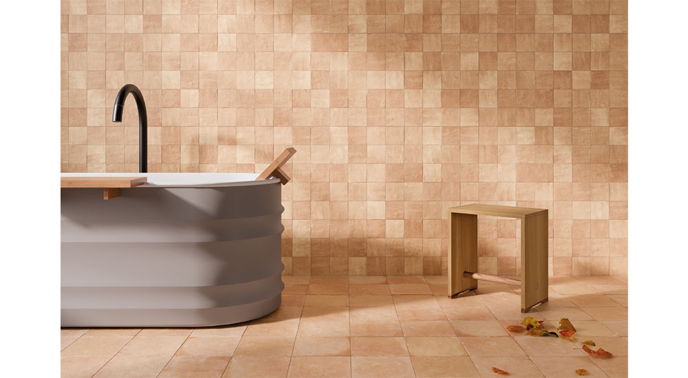 terracotta wall tile in bathroom