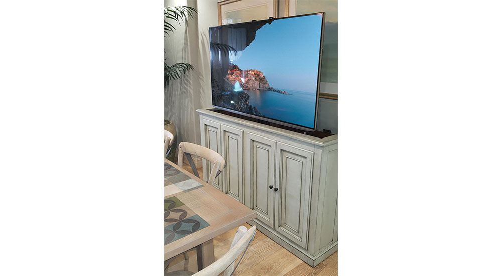 motorized lift for tv in kitchen