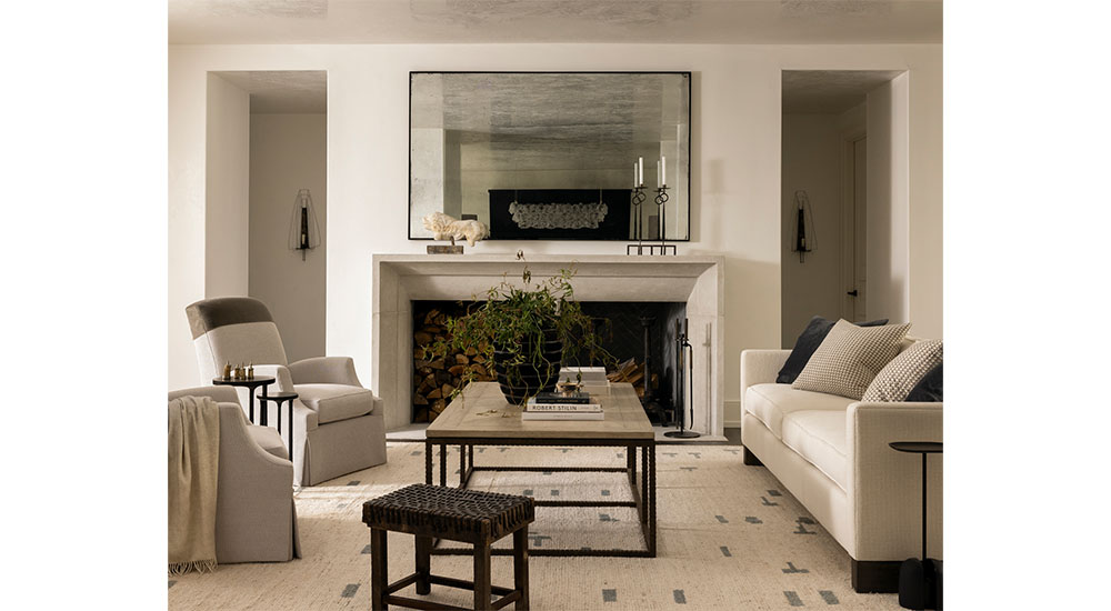 traditional living room with fireplace