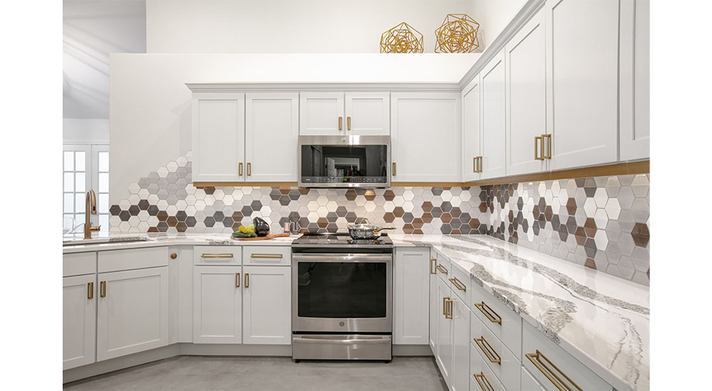 lunada tile kitchen backsplash hexagonal neutral color