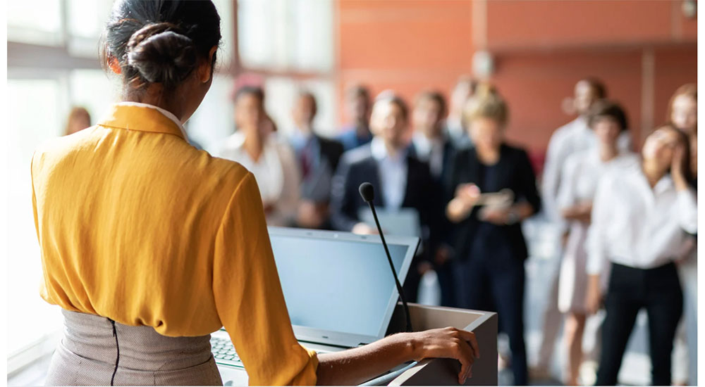 women making a marketing communications presentation