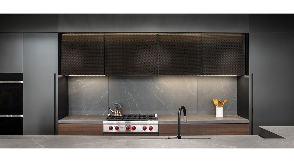 gray marble look kitchen backsplash