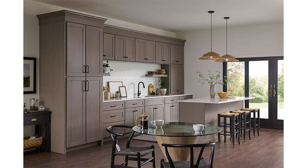 Wolf Classic Cabinetry with Terrain finish adds depth to a neutral color scheme.