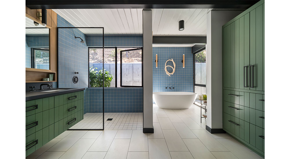 color in the kitchen and bath - bathroom by Jessica Davis in blue and green